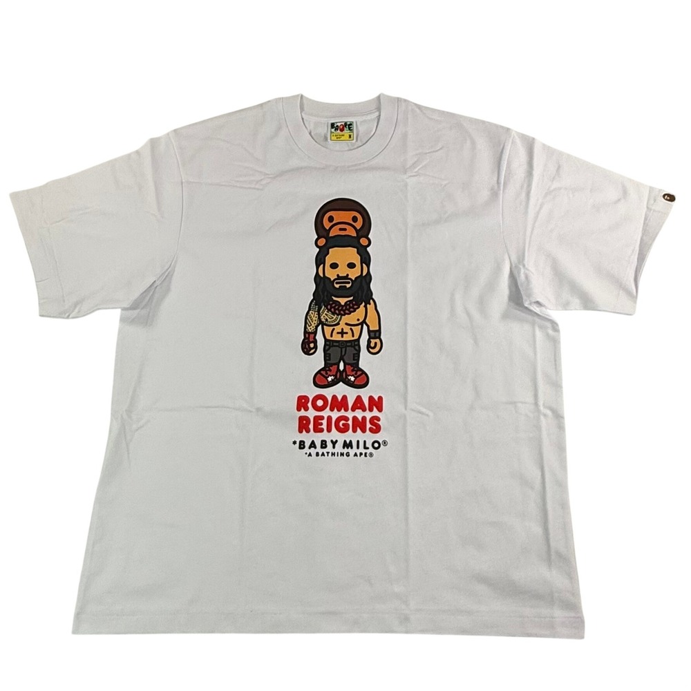 BAPE x WWE Roman Reigns Baby Milo White Graphic T-Shirt Mens Size M